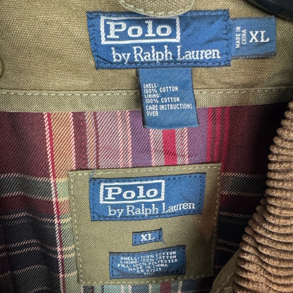 POLO Ralph Lauren Olive Canvas Hunting Shooting Jacket with Removable Lining XL - Picture 8 of 16
